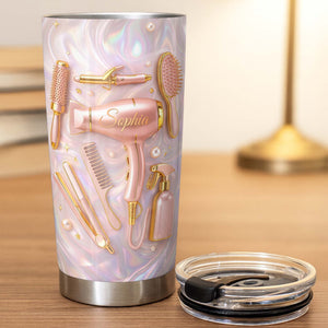Hair Stylist Life Is Beautiful, Personalized Tumbler, Gift for Hairdresser, Cosmetologist Salon Owner Present