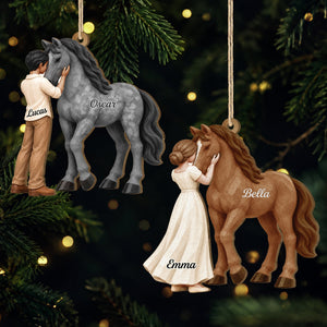 Personalised Gifts for Horse Lovers - Girl and Horse 1 Layer Wood Ornament