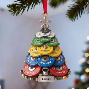 Weight Plate Tree Christmas Ornament, Personalized Gifts For Gymers