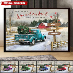 Personalized Family Farm Christmas Truck Poster