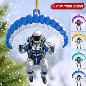 Personalized Skydiver Acrylic Ornament - Custom Name Parachuting Gift for Extreme Sports Lovers