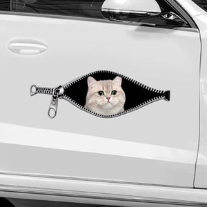 Personalized Dog Cat Zipper Car Decal - Personalized Sticker Gift for Pet Lovers
