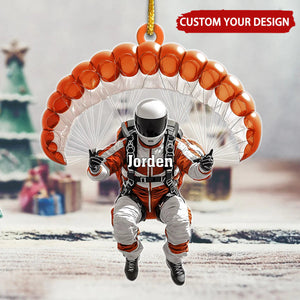 Personalized Skydiver Acrylic Ornament - Custom Name Parachuting Gift for Extreme Sports Lovers