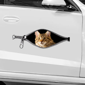 Personalized Dog Cat Zipper Car Decal - Personalized Sticker Gift for Pet Lovers