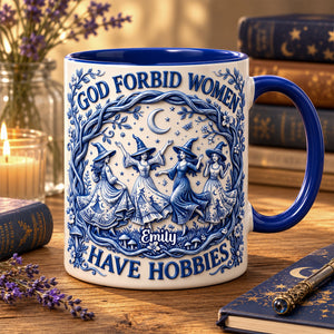 Witch Toile De Jouy Accent Mug - Personalized Gifts For Witches