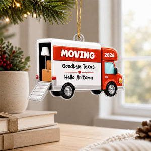 Moving Van New Home 2D Flat - Personalized Acrylic Ornament - 1st Home 1st Apartment Keepsake