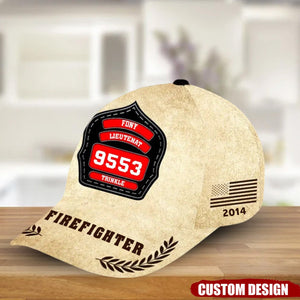 Personalized Firefighter ID & Department US And CA Flag 3D Cap
