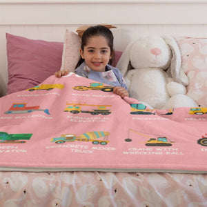 Personalized Construction Truck Blanket - Gift for Kids Truck Lovers