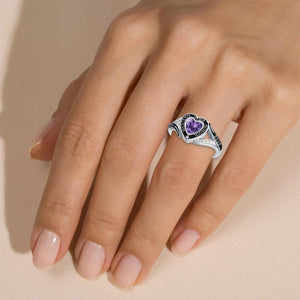 Personalized Engraved Graduation Heart Birthstone Ring, Graduation Gift