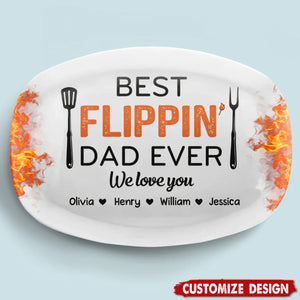Best Flippin’ Dad Ever - Family Personalized Platter - Father's Day, Gift For Dad, Grandpa