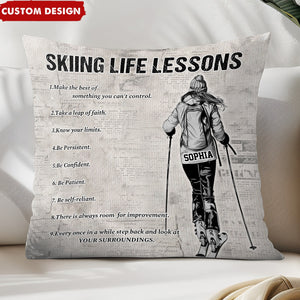 Personalized Skiing Life Lessons Pillow-Gift For Skiing Lovers