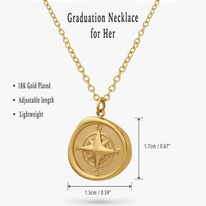 Graduation Necklace Compass 18K Gold Plated With Gift Box