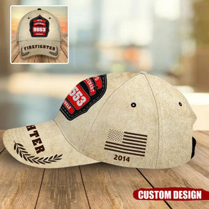 Personalized Firefighter ID & Department US And CA Flag 3D Cap