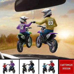 Dirt Bike Dad And Kid - Personalized Dirt Bike Personalized Car Ornament