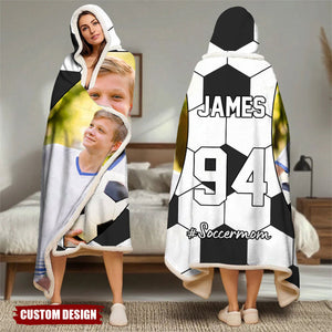 Personalized Photo Wearable Blanket Hoodie - Gift For Football,Soccer,Volleyball Lovers