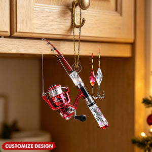 Personalized Stained Glass Fishing Gear Christmas Ornament Gift For Fishing Lover