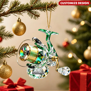 Personalized Stained Glass Fishing Gear Christmas Ornament Gift For Fishing Lover