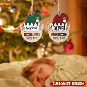 Personalized Daily Elf Report Christmas Ornament - Gift for Kids