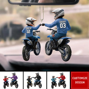Dirt Bike Dad And Kid - Personalized Dirt Bike Personalized Car Ornament