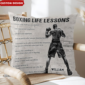 Personalized Boxing Life Lessons Pillow - Gift For Boxing Lovers