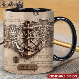 Nautical Anchor Vintage Nautical Map Fragment Personalized Coffee Mug