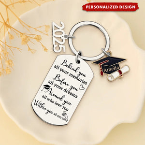 Personalized Engraved Graduation Keychain-Graduation Gift For Family Members