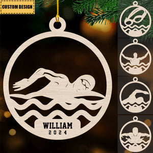 Personalized Wooden Swimming Ornament - Gift For Swimming Lover - 2024 New Release