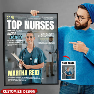 Personalized Top Nurses Magazine Cover Poster - Nurses Appreciate Gift