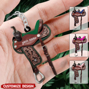 Personalized Horse Saddle Keychain - Gift for Western Lovers,Horse Lovers,Cowboy