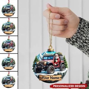 Custom Name Santa Ride Ornament, Santa Christmas Gift