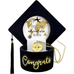 Graduation Necklace Compass 18K Gold Plated With Gift Box
