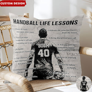 Personalized Handball Life Lessons Pillow-Gift For Handball Lovers