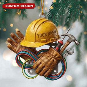 Personalized Electrician Ornament, Lineman Gift