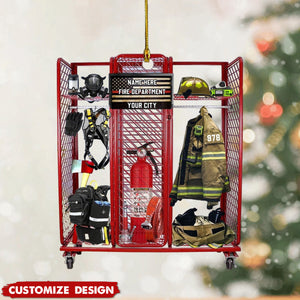 2024 New Release Personalized Firefighter Equipment Locker Room Christmas Ornament - Gift For Firefighter