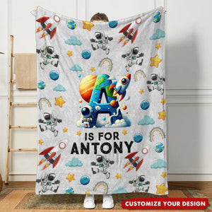 Monster Truck, Astronaut Letter - Personalized Kid Blanket