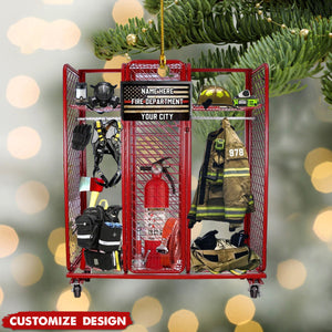 2024 New Release Personalized Firefighter Equipment Locker Room Christmas Ornament - Gift For Firefighter