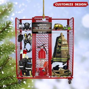 2024 New Release Personalized Firefighter Equipment Locker Room Christmas Ornament - Gift For Firefighter