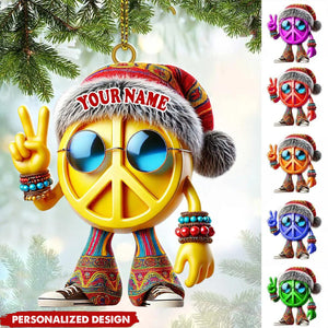 Custom Name Hippie Love Ornament, Christmas Gift Decoration
