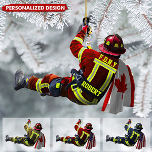 New Release Personalized US/CA Firefighter Name & Department Car Hanging Ornament And Christmas Ornament