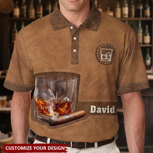 Whiskey And Cigar - Personalized Whisky Polo Shirt