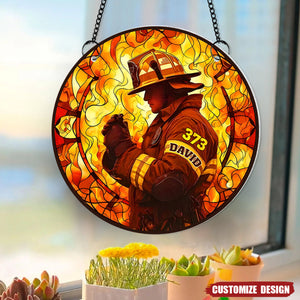 Gifts For Firefighter - Personalized Firefighter Suncatcher Ornament
