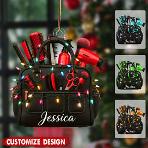 Personalized Hairstylist Bag Christmas Ornament - Gift for Hairdresser And Barber