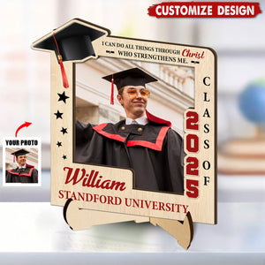 I Can Do All Things Through Christ - Personalized 2-Layered Graduation Wooden Plaque