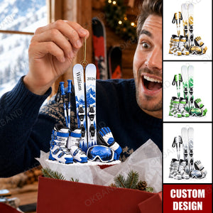 Personalized Skiing Gear Ornament, Skiing Player, Ski Lift Lover Gift
