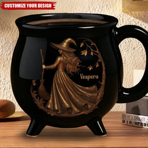 Custom 12oz Ceramic Cauldron Coffee Mug - Personalized Halloween Witchy Gifts For Besties, Sisters, BFF, Family, Yourself - Midnight Magic