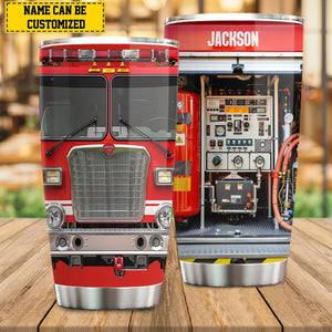 Fire Truck Tumbler-Personalized Firefighter Stainless Steel Tumbler-Gifts For Firefighter Lover