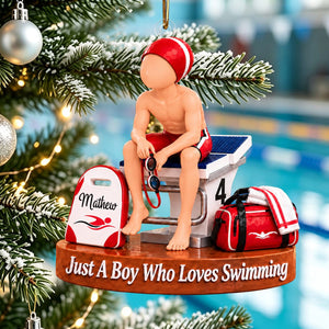 Just A Girl Boy Who Loves Swimming - Personalized Gymnastics Ornament, Gift for Swimmers