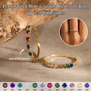 Personalized Tiny Birthstone Ring, Family Birthstone Ring, Mother's Gift
