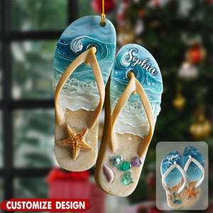Personalized Flip Flop Sea Christmas Ornament
