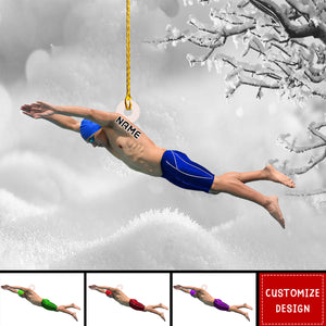 Personalized Swimming Christmas Ornament Gift For Swimmer - New Release